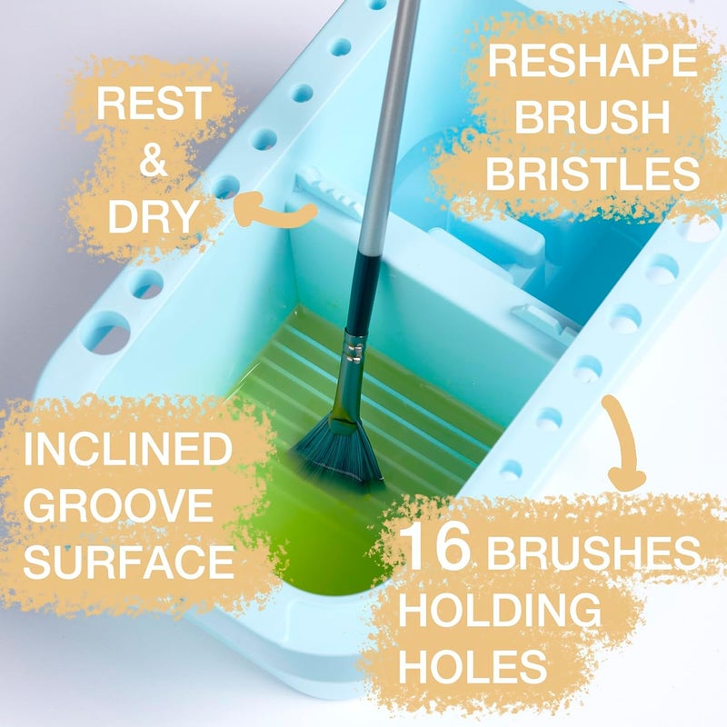 SEVENTY Paint Brush Cleaner, Holder and Organizers with Palette,Trays & Rinser for Acrylic, Watercolor, and Water-Based Paints(Blue) - Image 3